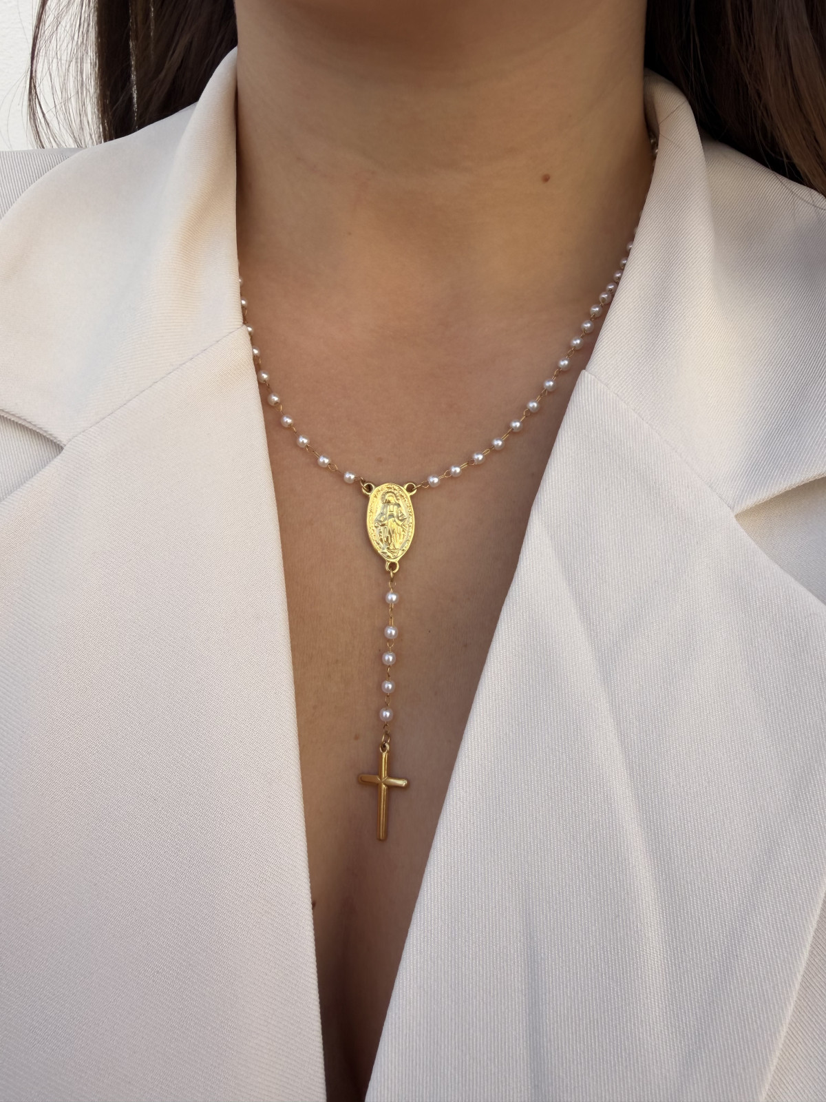 Rosario perlas blanco