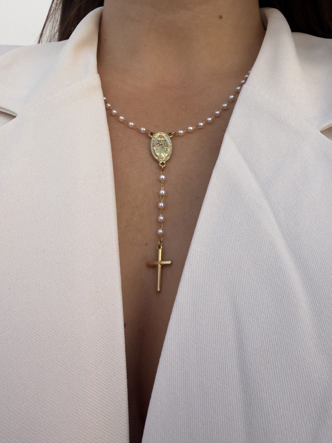 Rosario perlas blanco