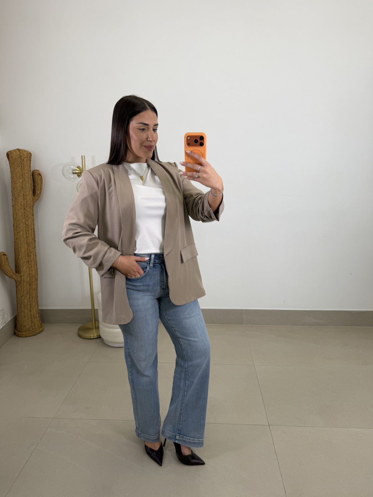 Blazer basica manga fruncida