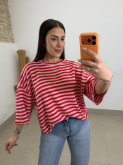 Camiseta rayas bicolor frambuesa