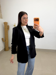 BLAZER BASICA MANGA FRUNCIDA negro