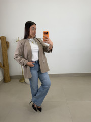 BLAZER BASICA MANGA FRUNCIDA taupe