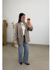 BLAZER BASICA MANGA FRUNCIDA taupe