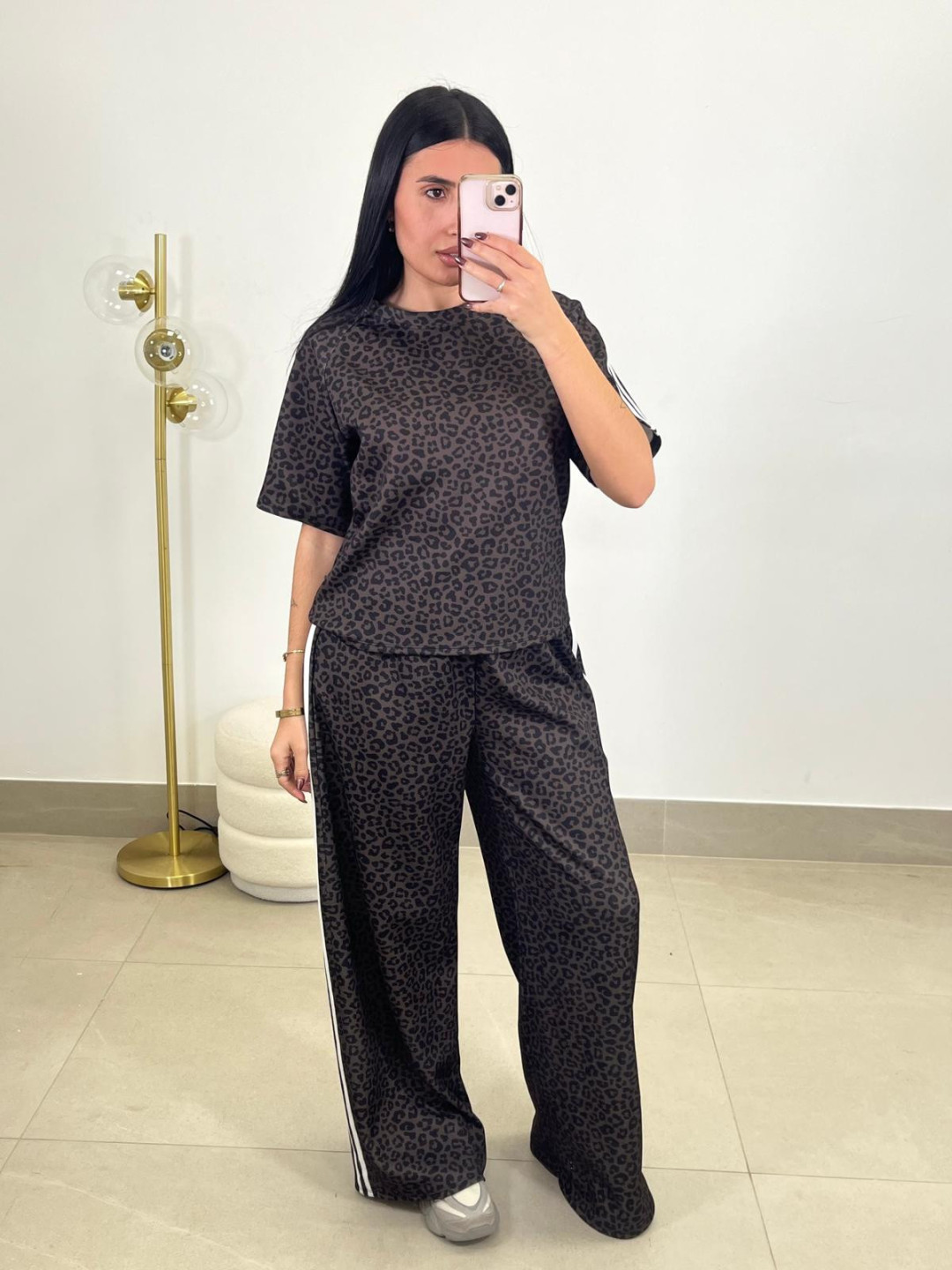 Conjunto animal print marron