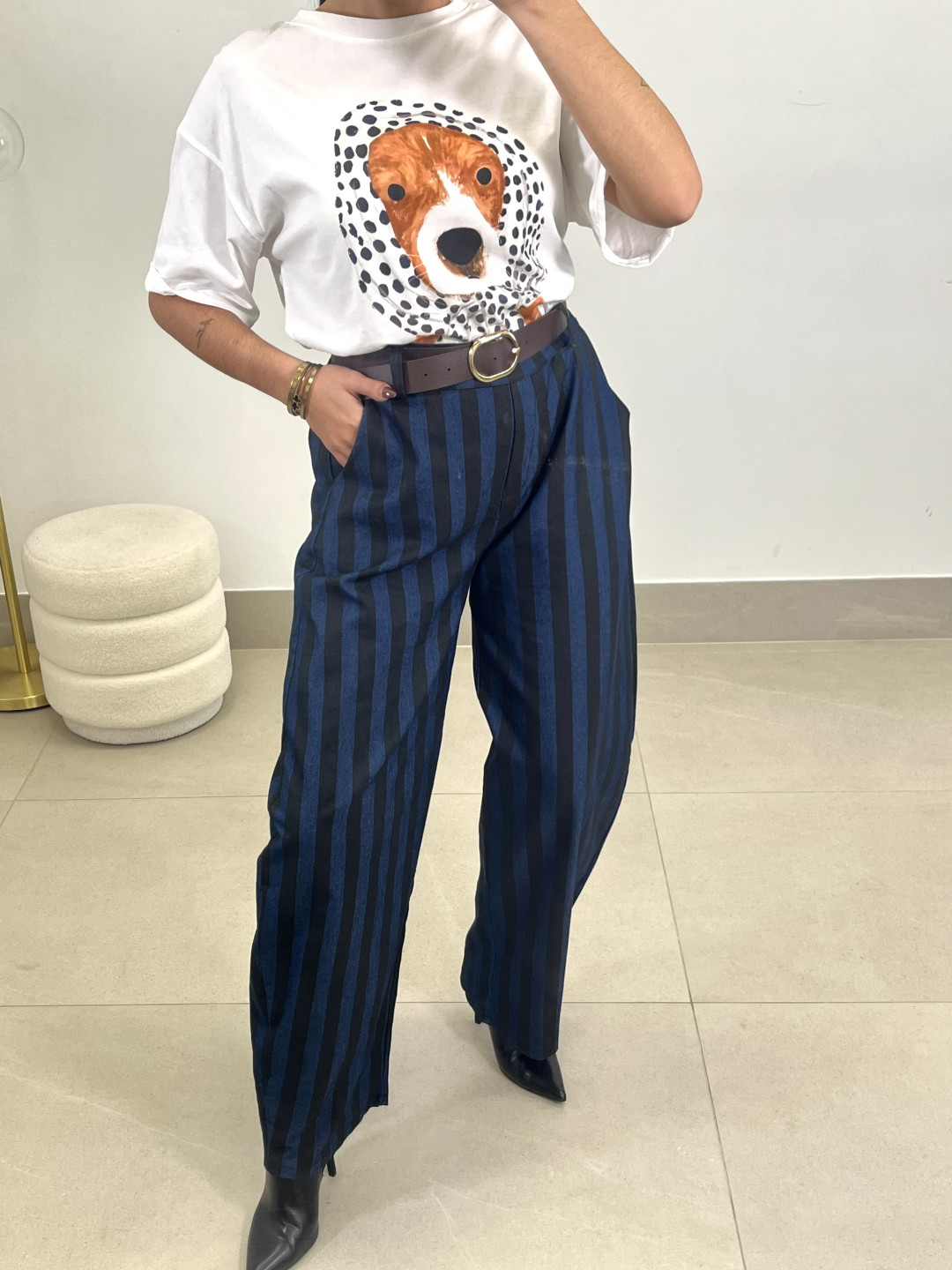 Pantalon rayas tipo balloon