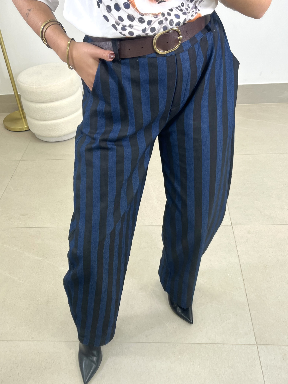 Pantalon rayas tipo balloon