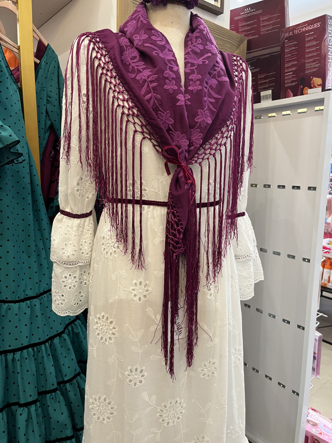 Manton bugambilla bordado liso