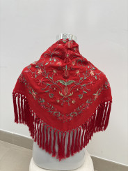 Manton rocio bordado rojo