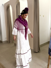 Manton bugambilla bordado liso