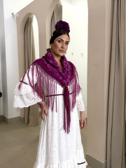 Manton bugambilla bordado liso