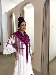 Manton bugambilla bordado liso