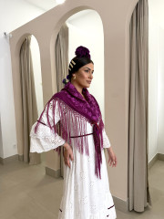 Manton bugambilla bordado liso