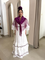 Manton bugambilla bordado liso