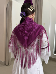 Manton bugambilla bordado liso