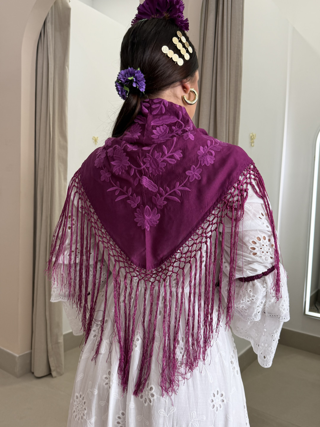 Manton bugambilla bordado liso