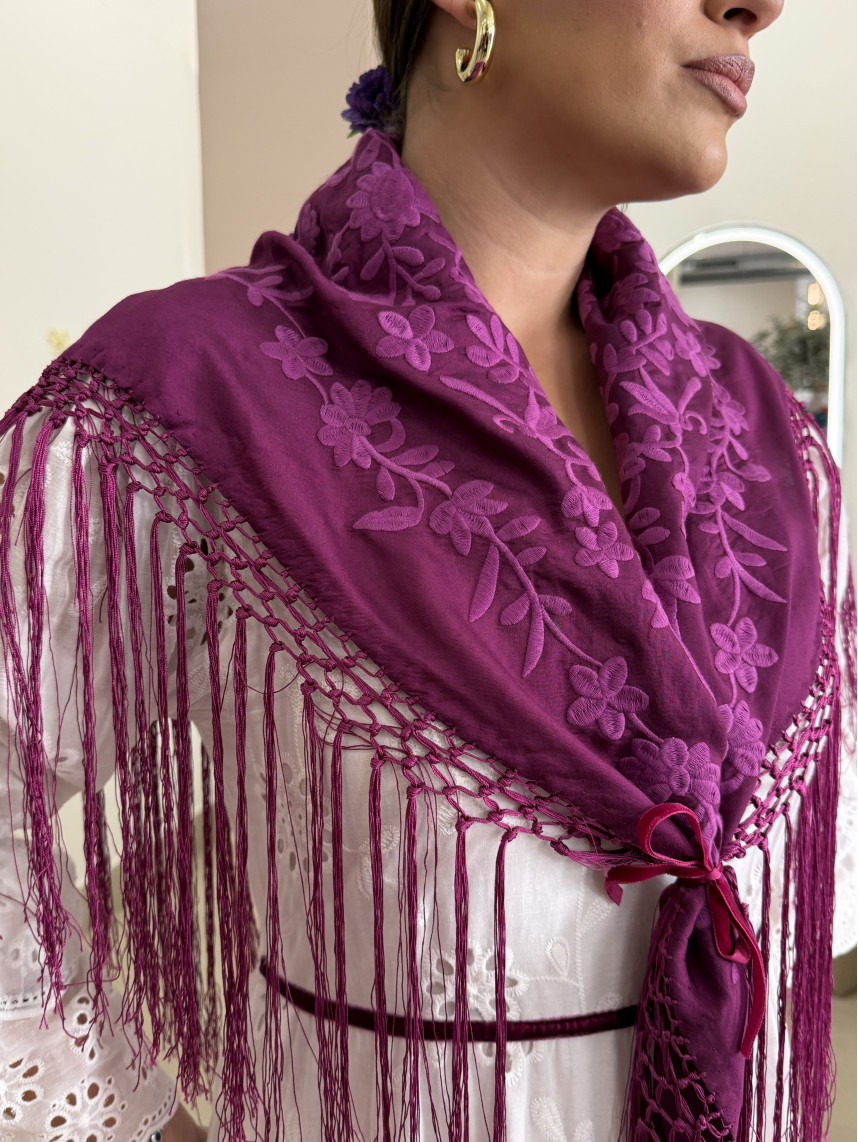 Manton bugambilla bordado liso