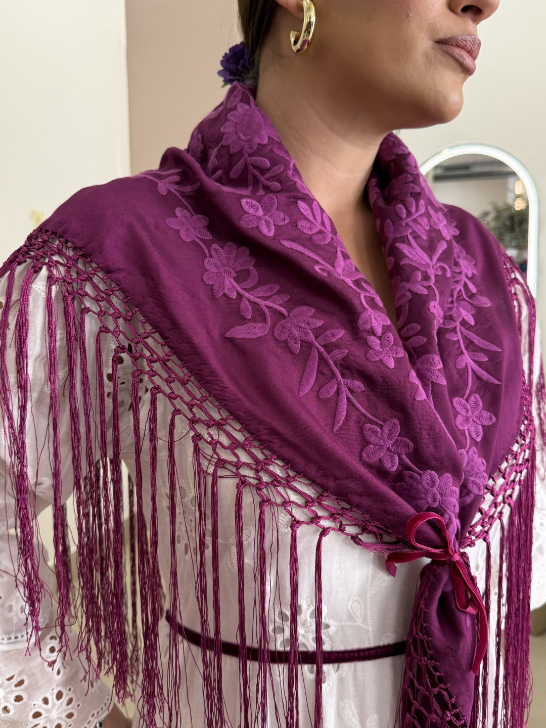 Manton bugambilla bordado liso