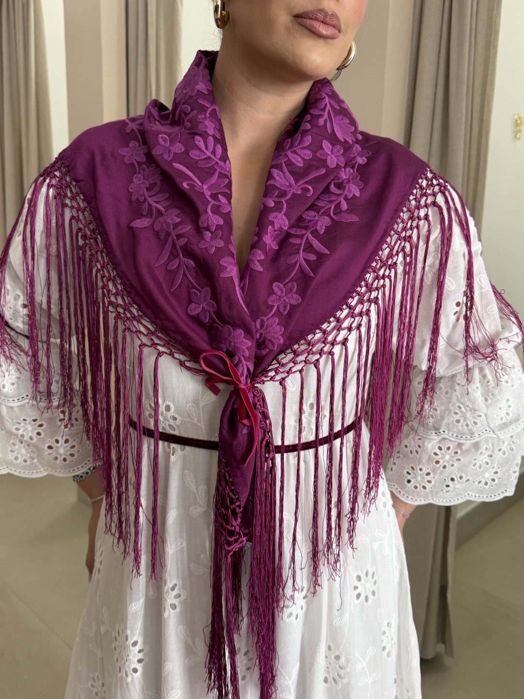 Manton bugambilla bordado liso