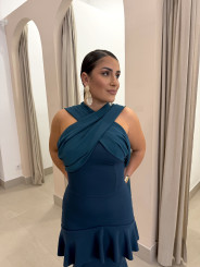 Vestido gala petroleo