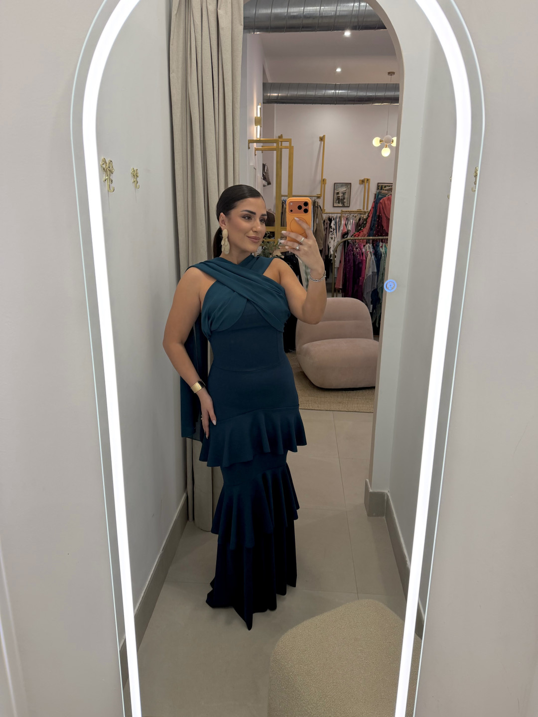 Vestido gala petroleo