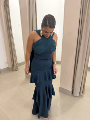 Vestido gala petroleo