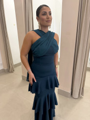 Vestido gala petroleo