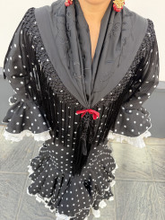 Vestido Abril negro con lunar blanco