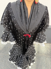 Vestido Abril negro con lunar blanco