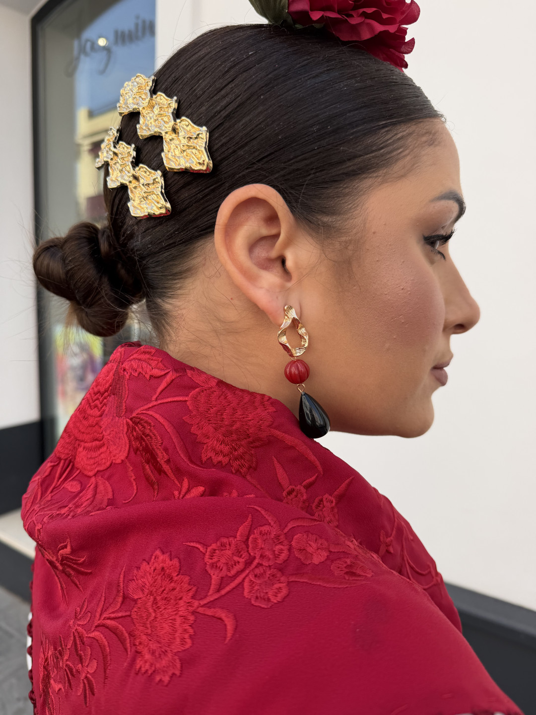 peina brocada triple dorada grande