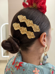 peina brocada triple dorada grande