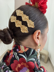 peina brocada triple dorada grande