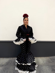 Vestido Abril negro con lunar blanco