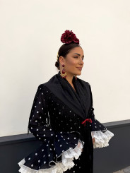 Vestido Abril negro con lunar blanco