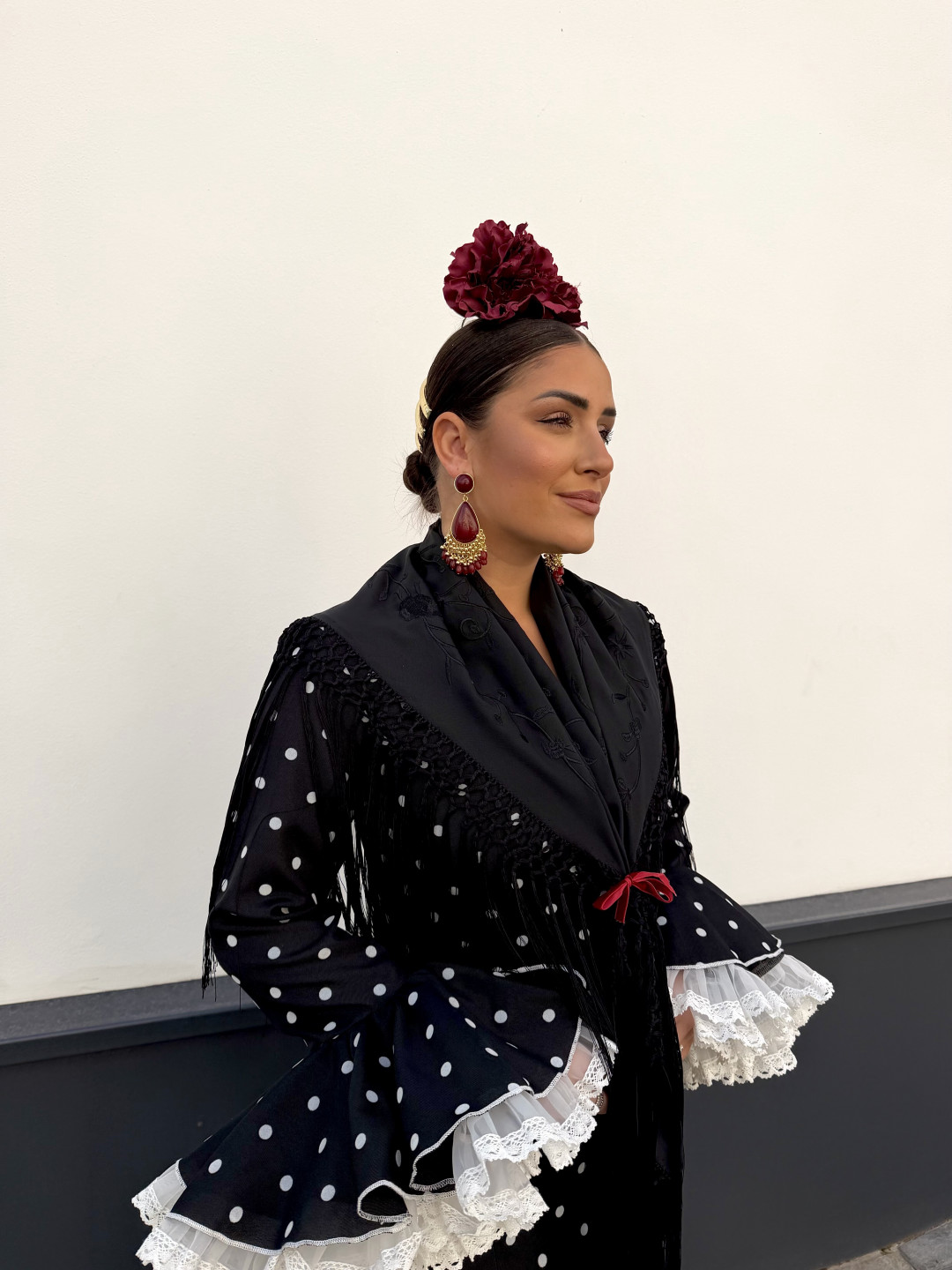 Vestido Abril negro con lunar blanco