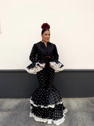 Vestido Abril negro con lunar blanco