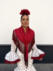 Vestido Abril blanco con lunar tinto