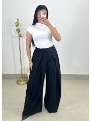 Pantalon pinzas barrel negro