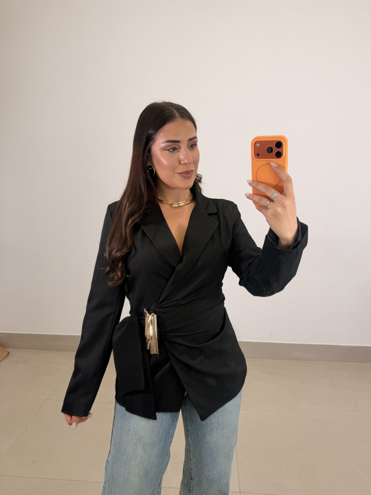 Blazer cruzada estructura negra