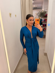 Vestido monaco drapeado petroleo