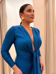 Vestido monaco drapeado petroleo