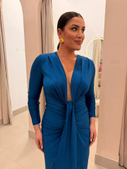 Vestido monaco drapeado petroleo