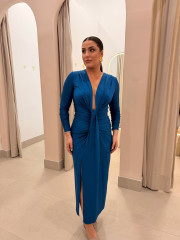 Vestido monaco drapeado petroleo