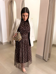 Vestido cuello halter lunar marron