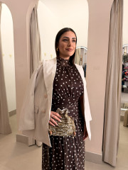 Vestido cuello halter lunar marron