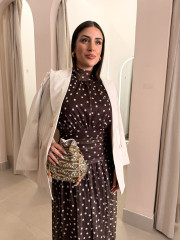 Vestido cuello halter lunar marron