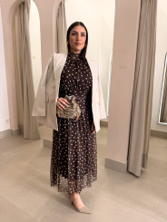 Vestido cuello halter lunar marron