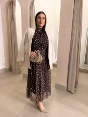 Vestido cuello halter lunar marron