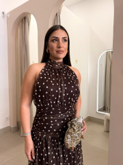 Vestido cuello halter lunar marron