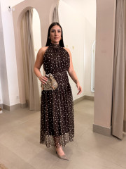 Vestido cuello halter lunar marron