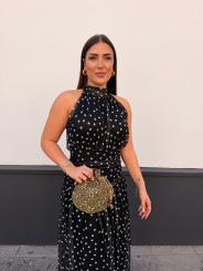 Vestido Cuello halter lunar negro